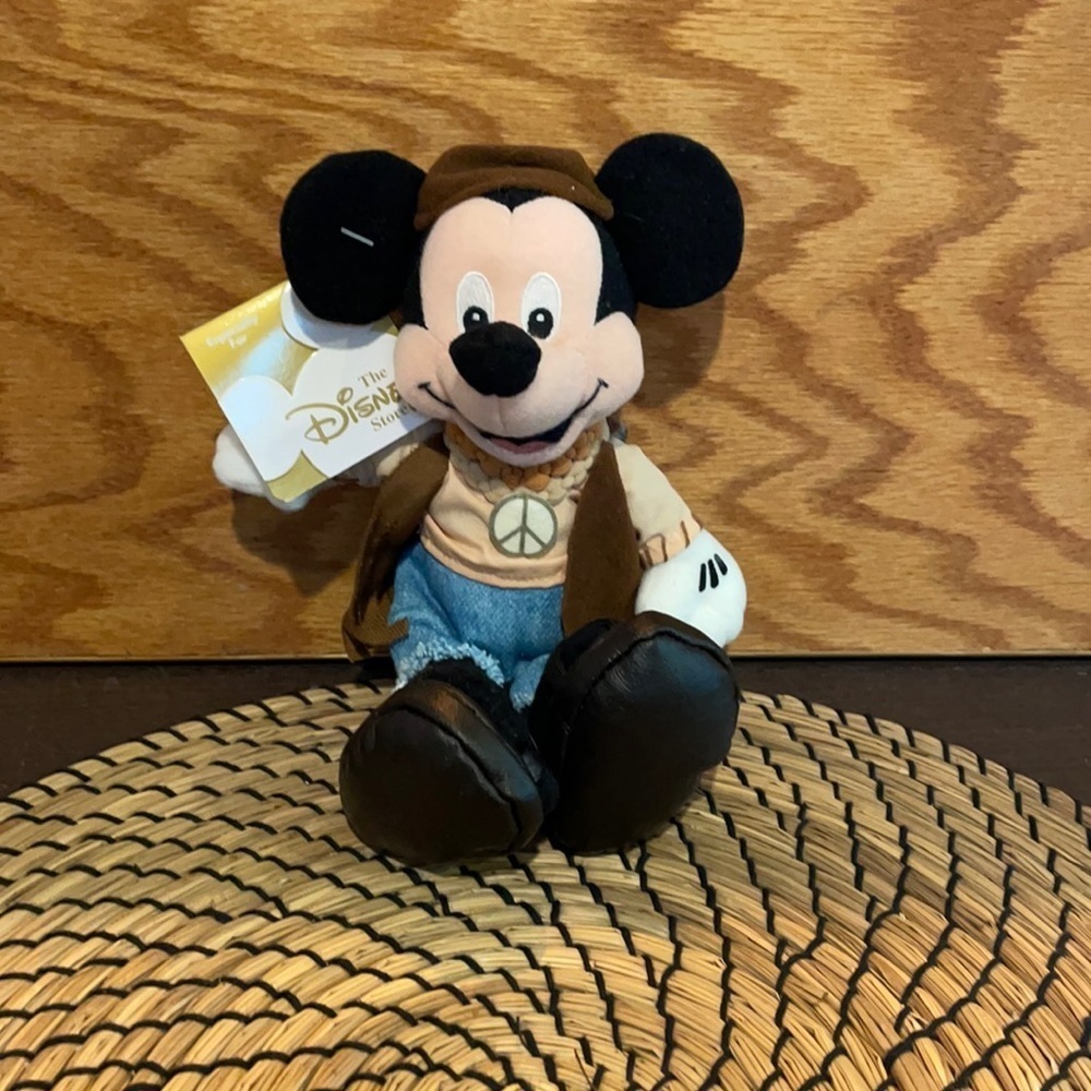Original New With Tag Disney Mickey as Hippie beanie plush